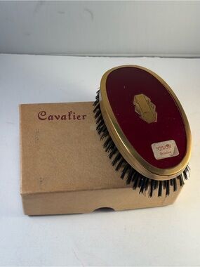 Vtg 40s 50s Cavalier Military Style Palm Hair Clothes Brush Nylon Bristle Box
